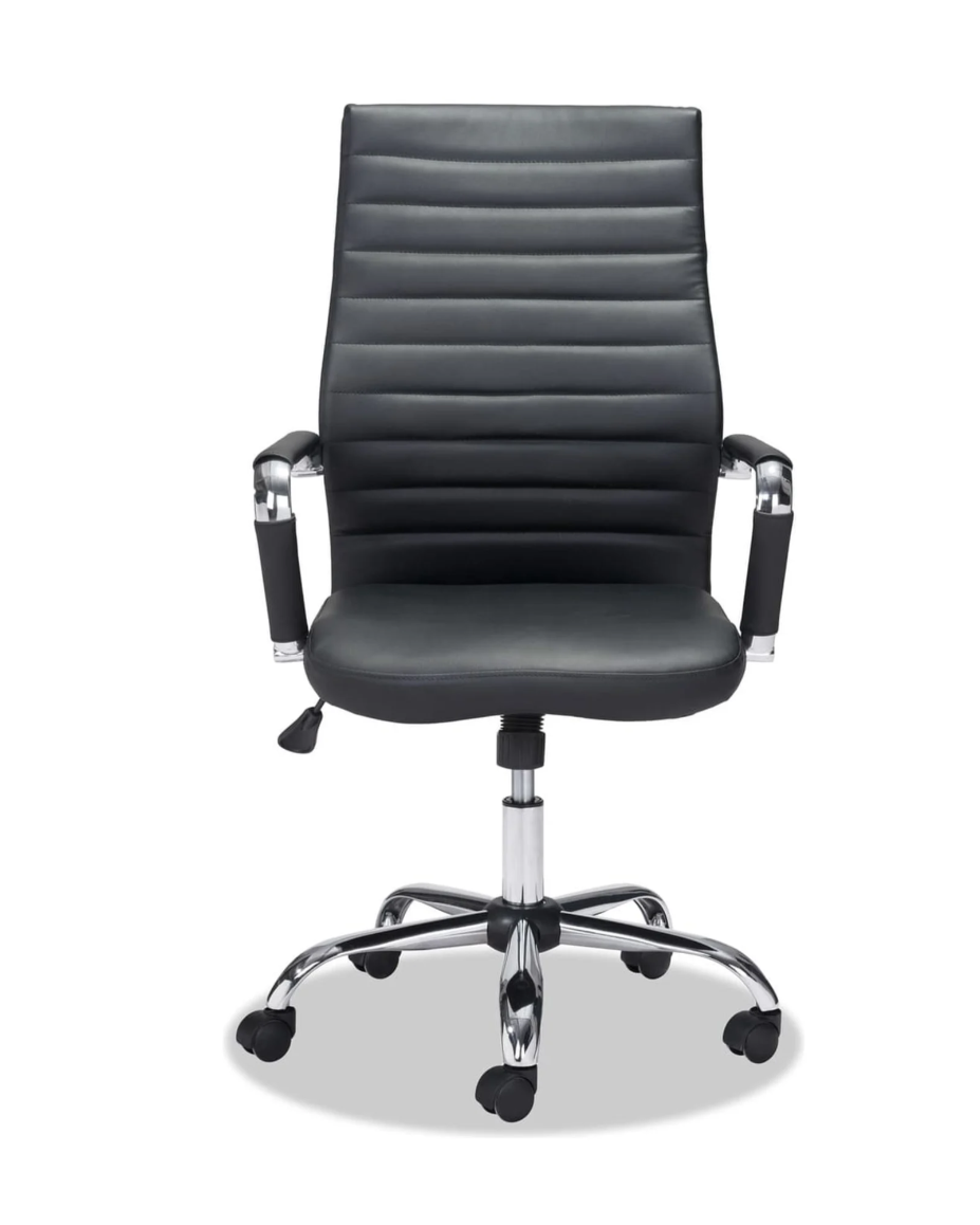 Domas Black Faux Leather Adjustable Swivel Office Chair